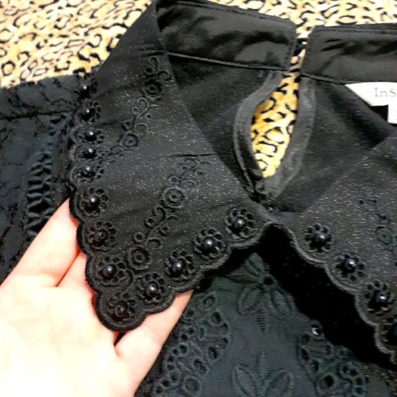 🌈LACE TOP W/BEADED COLLAR XS - Picture 4 of 6